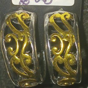 Rounded Gold and Silver Earrings